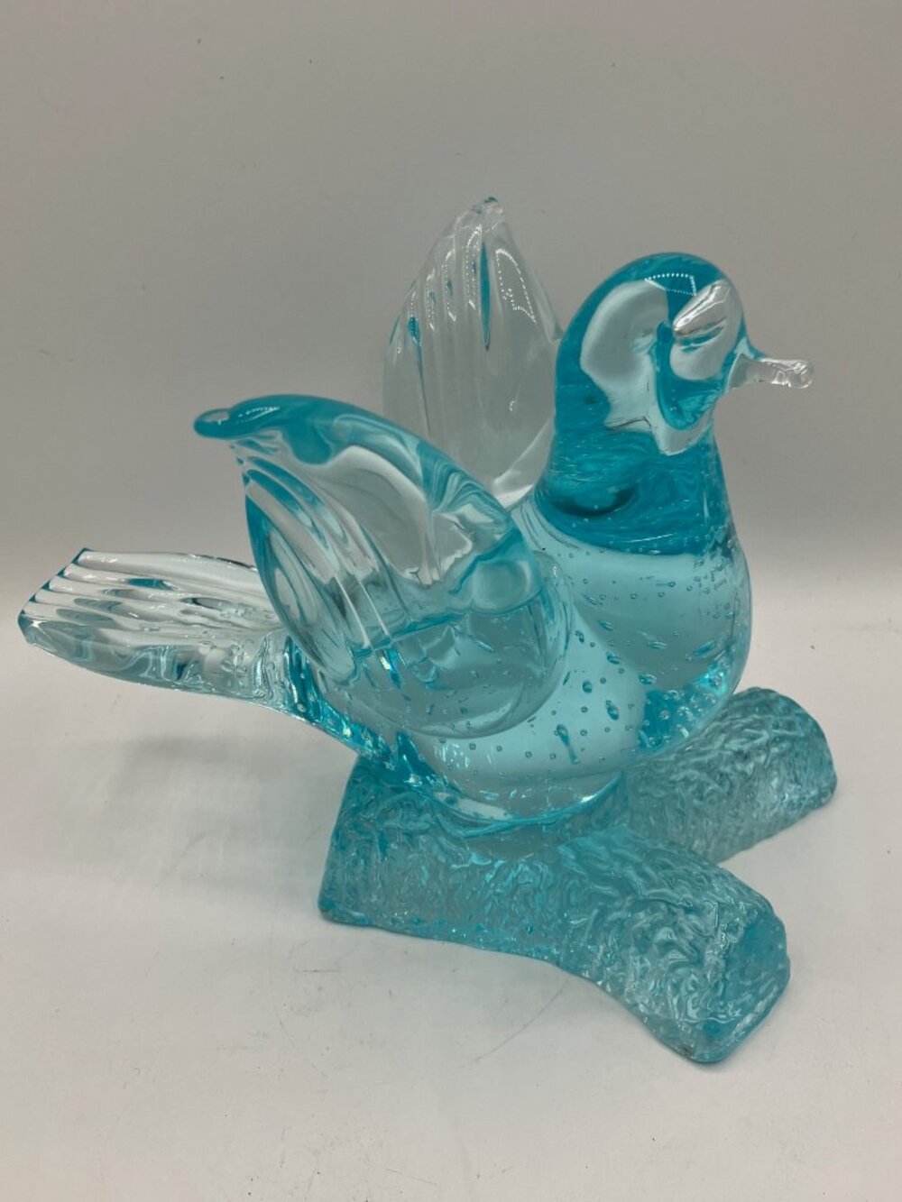 Murano ICET Bluebird on Branch Figurine/Paperweight 7" Height Perfect Condition